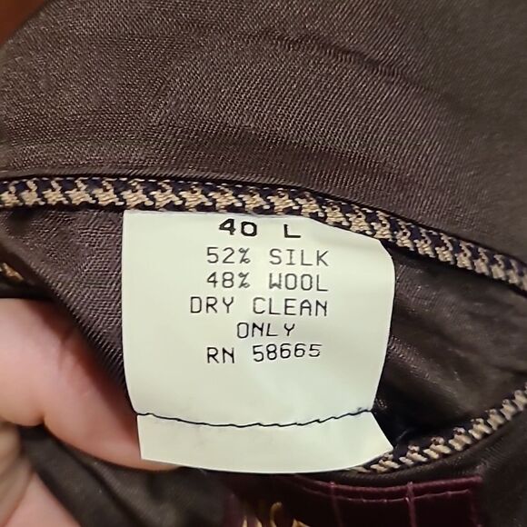 Nordstrom mens silk and wool blend mens tan and‎ black button front blazer - Picture 4 of 7